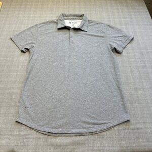 BYLT Premium Basics Polo Shirt Mens Large LUX Gray Curve Hem Pullover
